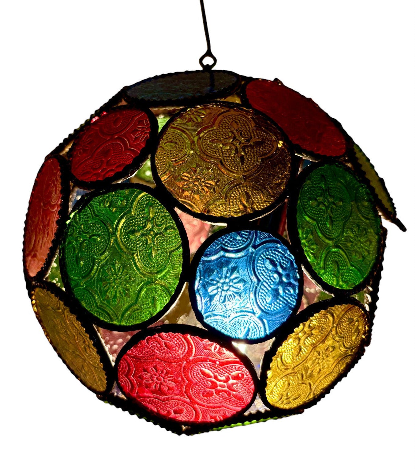 Sphere Embossed Glass Cast Zinc Lamp