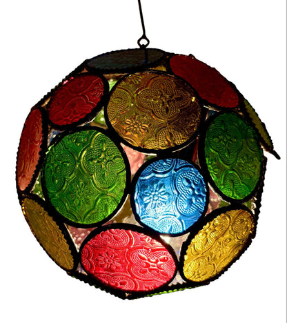 Sphere Embossed Glass Cast Zinc Lamp