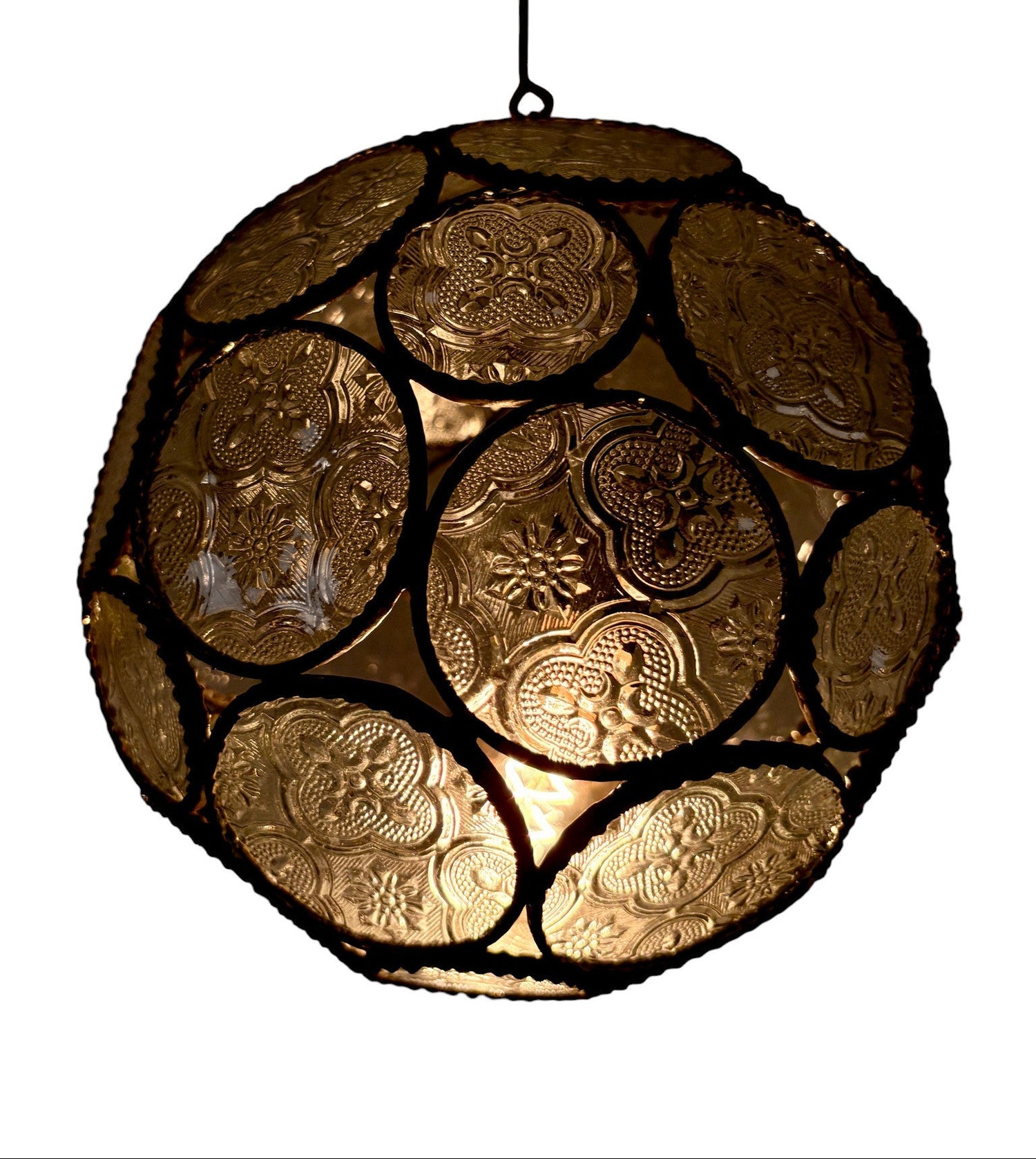 Sphere Embossed Glass Cast Zinc Lamp