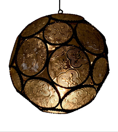 Sphere Embossed Glass Cast Zinc Lamp