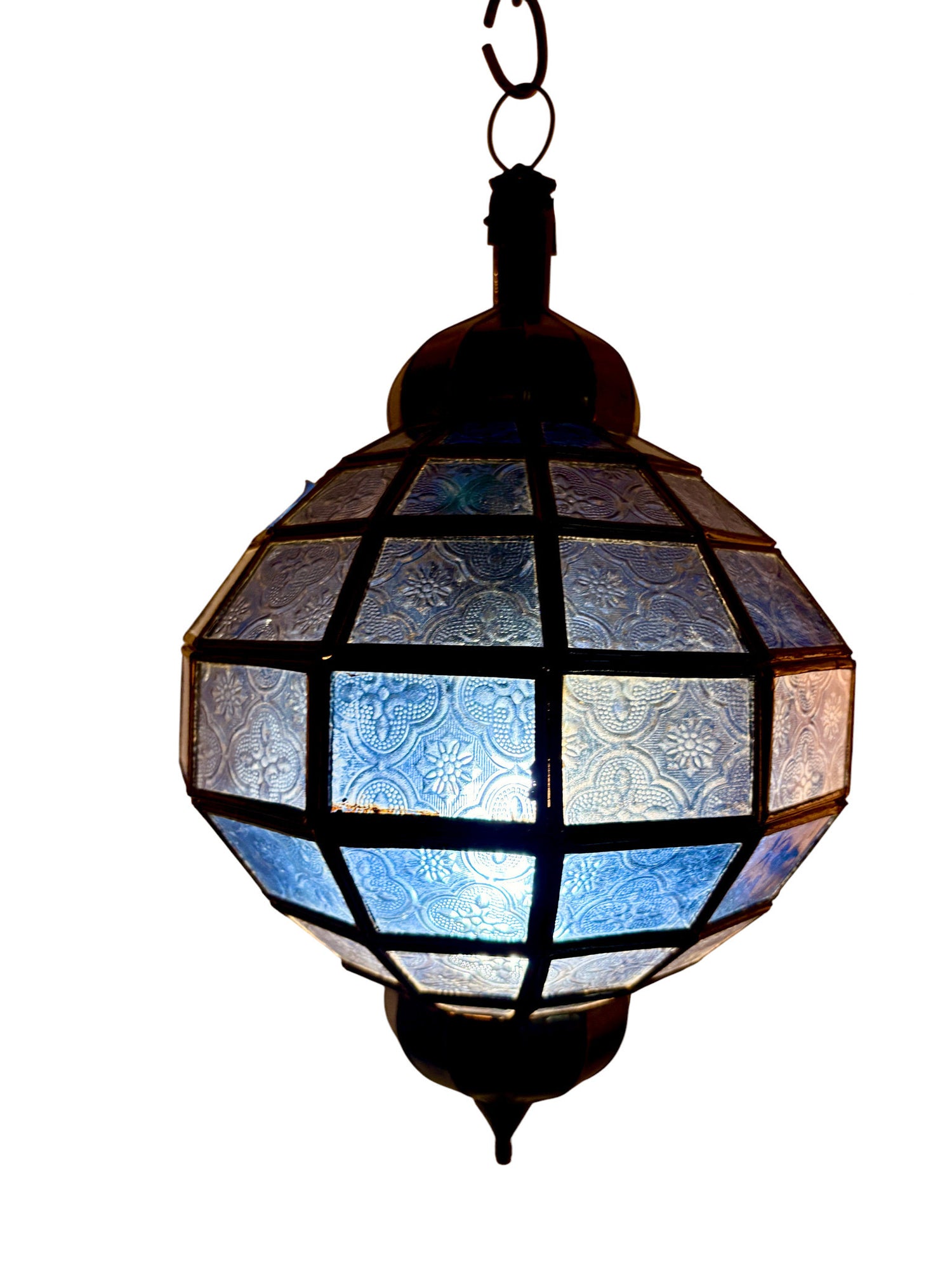 Embossed Stained Glass Oblong Lamp