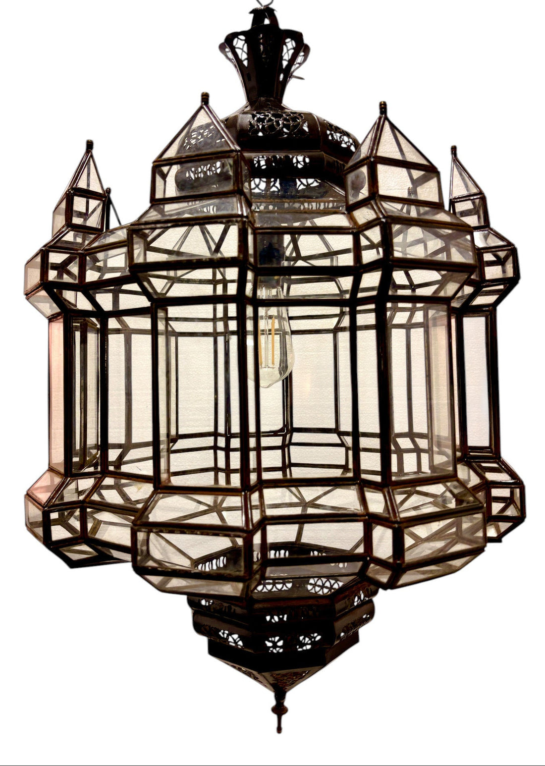 Wide Clear Glass Geometric Lamp