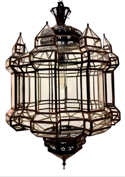 Wide Clear Glass Geometric Lamp