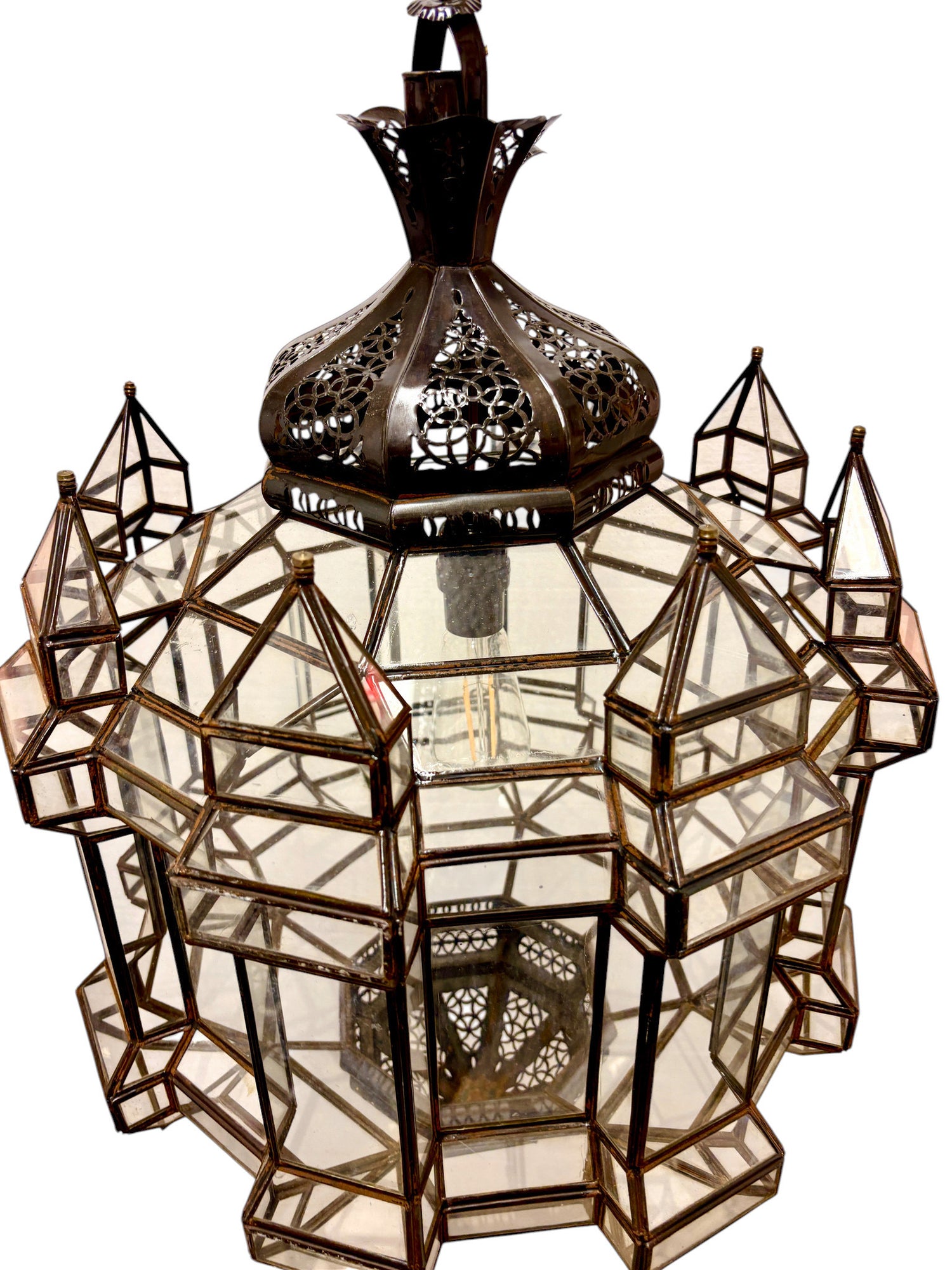 Wide Clear Glass Geometric Lamp