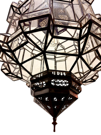 Wide Clear Glass Geometric Lamp