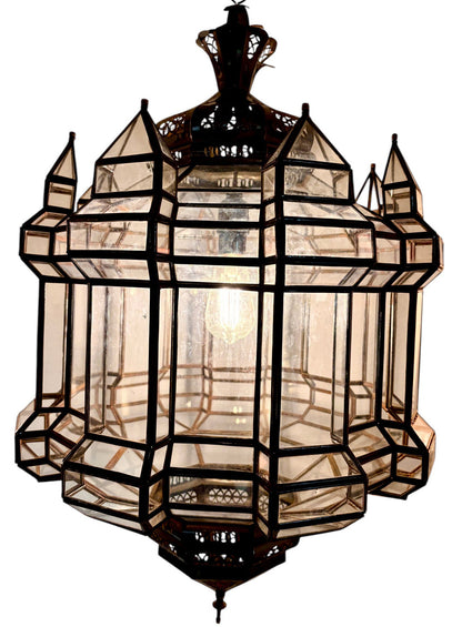 Wide Clear Glass Geometric Lamp