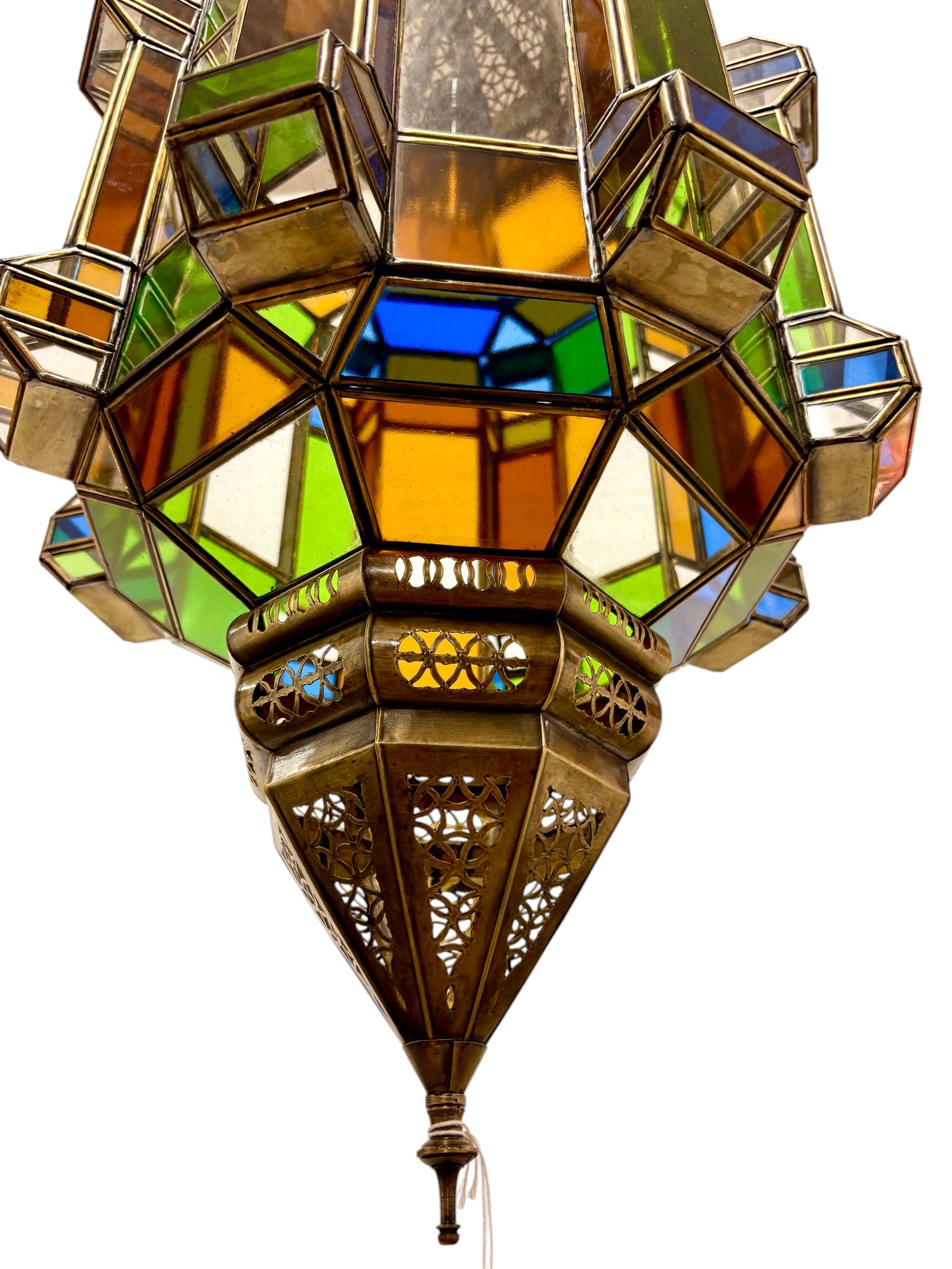 Brass Geometric Multi Glass Lamp