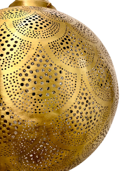 Fish Scale Brass Sphere Light Fixture
