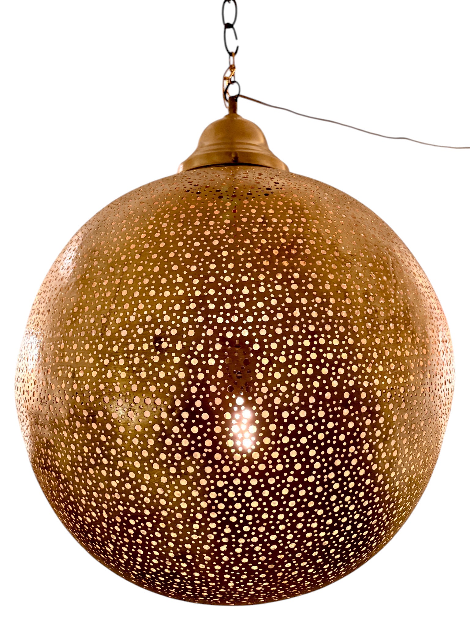 Polkadot Brass Sphere Light Fixture