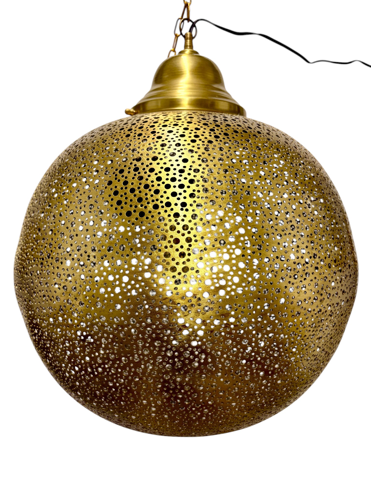 Polkadot Brass Sphere Light Fixture