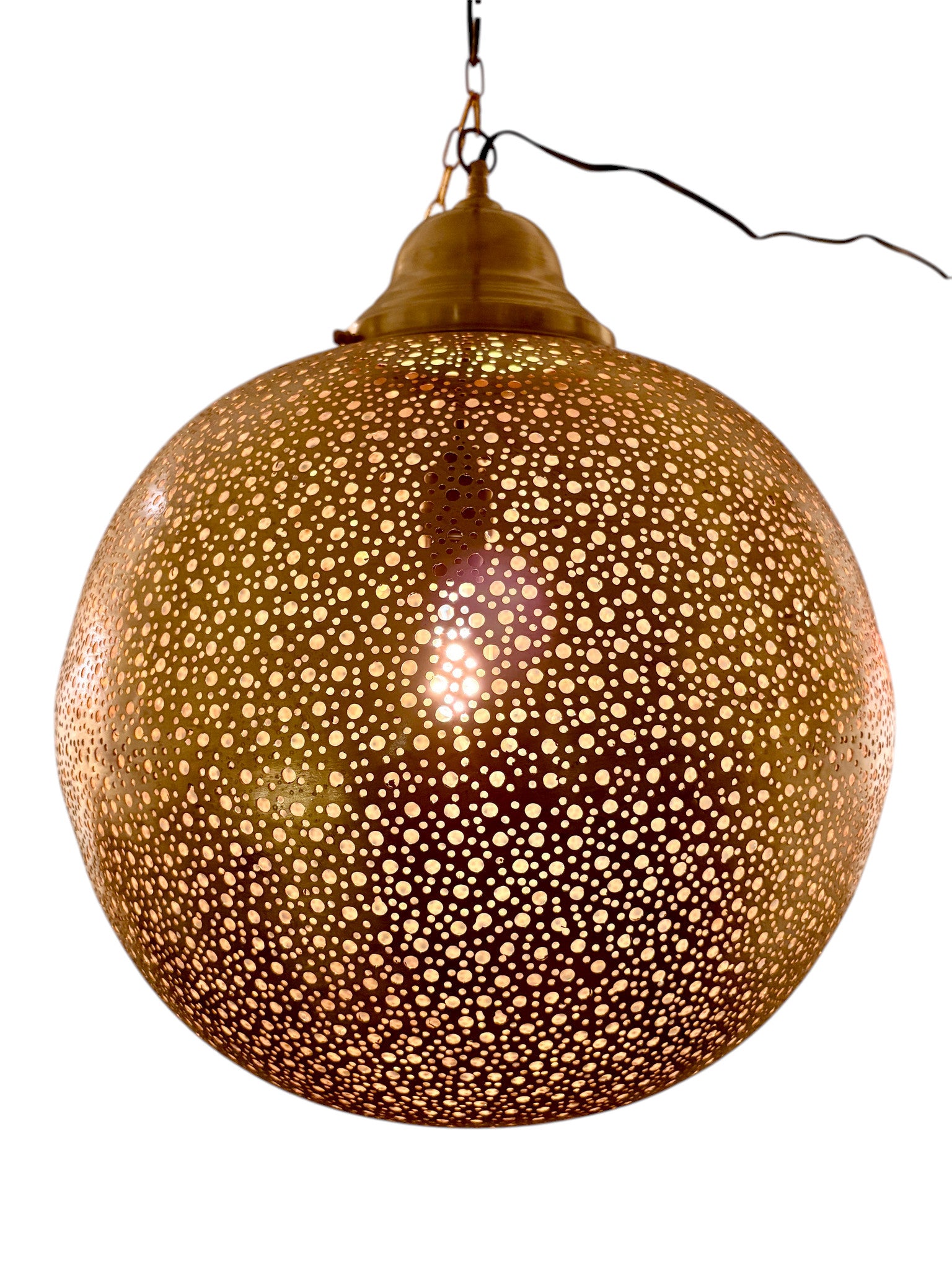 Polkadot Brass Sphere Light Fixture