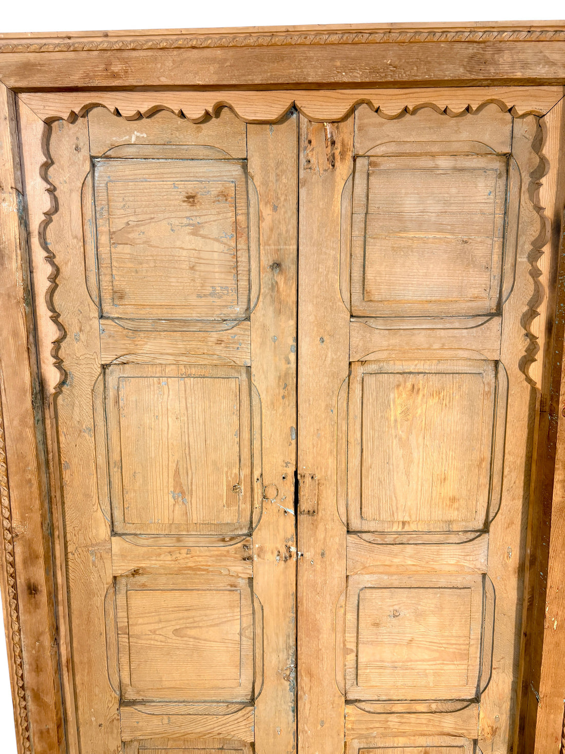Antique Moroccan Double Doors with Scalloped Valance