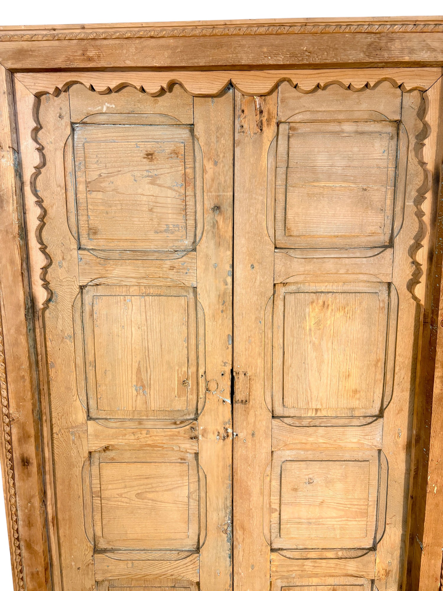 Antique Moroccan Double Doors with Scalloped Valance