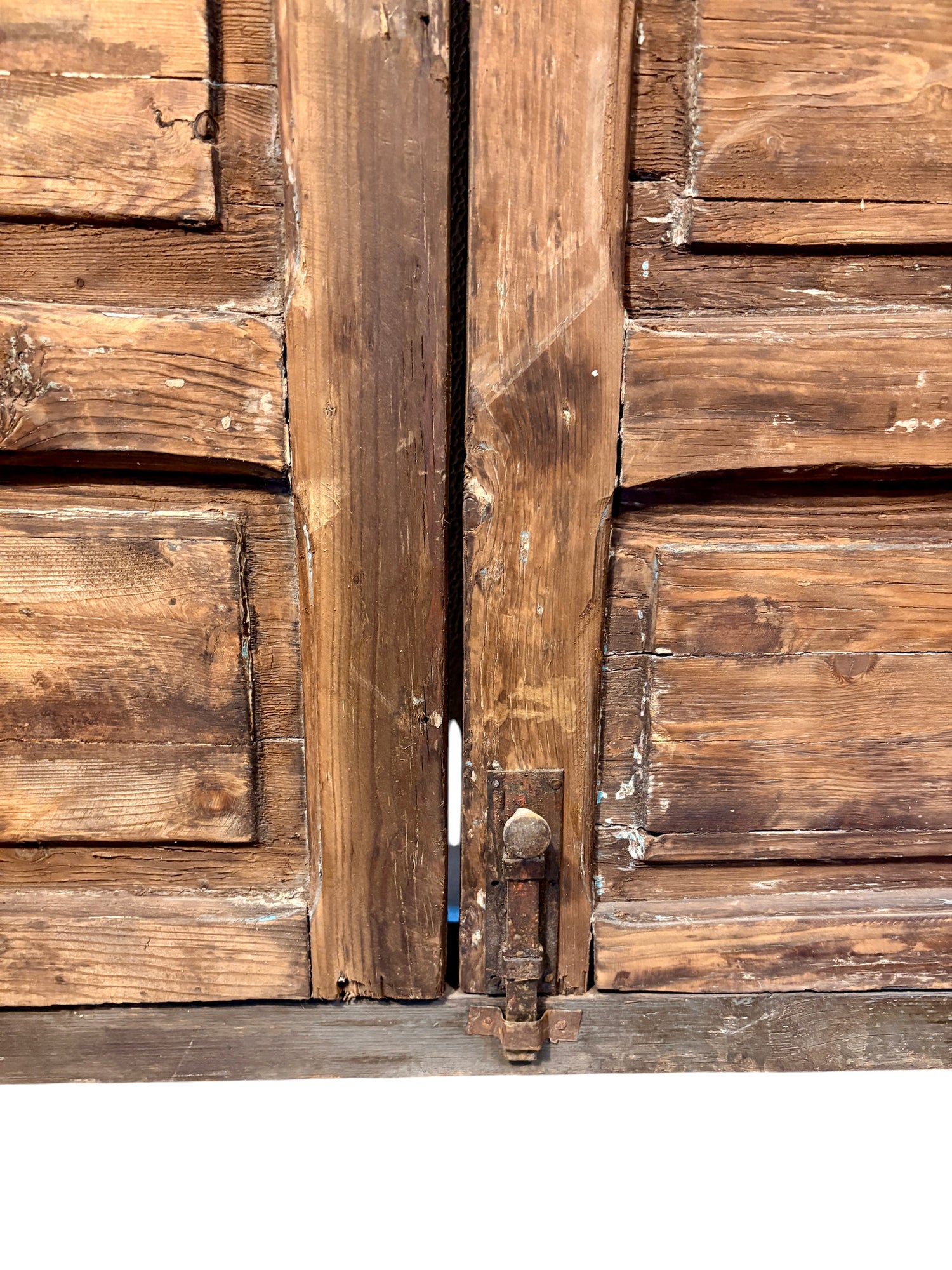 Antique Moroccan Double Doors with Carved Panels and Iron Hardware