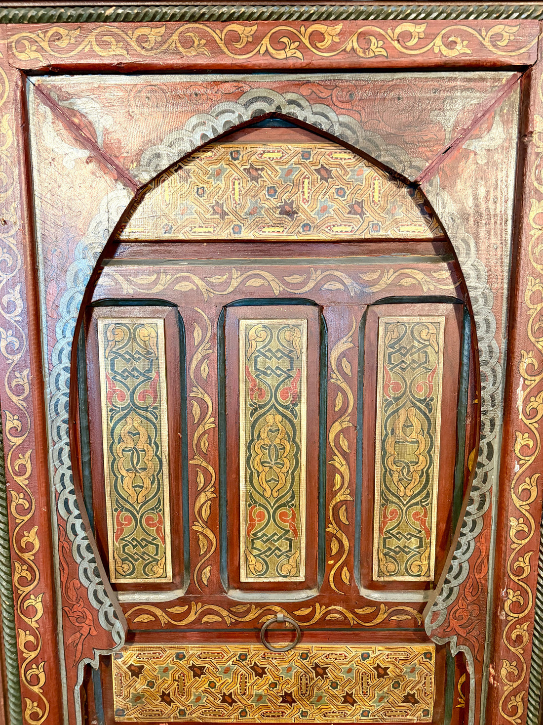 Hand-Painted Moroccan Door with Horseshoe Arch