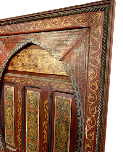 Hand-Painted Moroccan Door with Horseshoe Arch