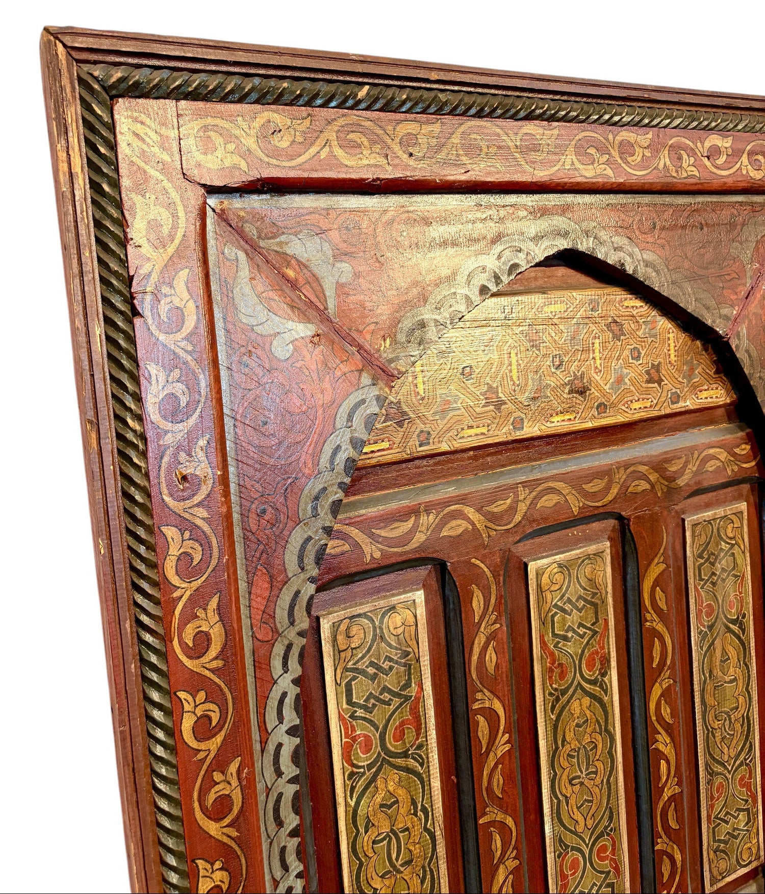 Hand-Painted Moroccan Door with Horseshoe Arch