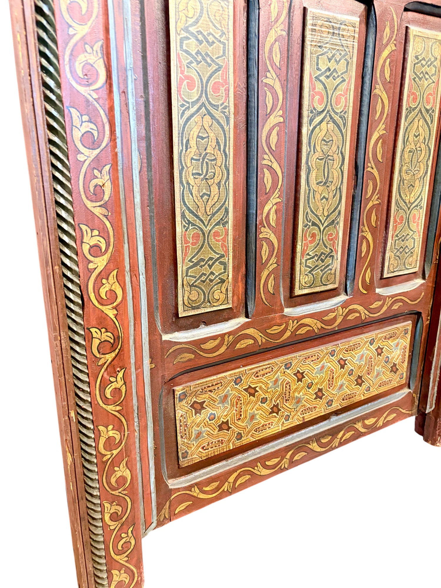 Hand-Painted Moroccan Door with Horseshoe Arch