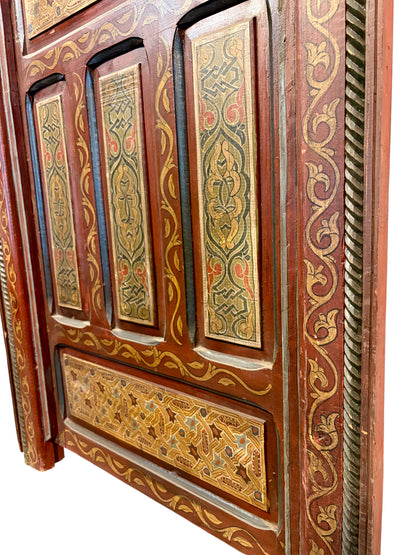 Hand-Painted Moroccan Door with Horseshoe Arch