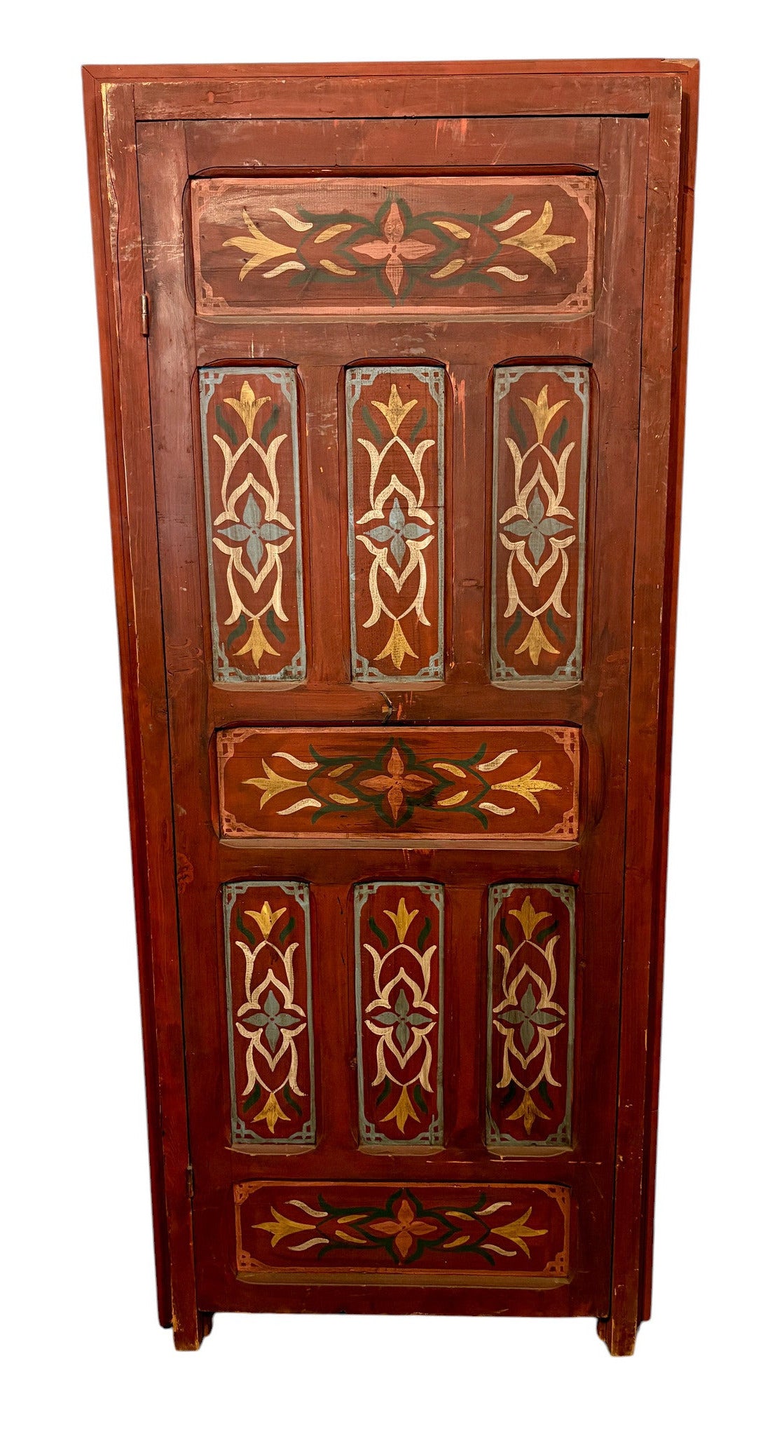 Hand-Painted Moroccan Door with Horseshoe Arch