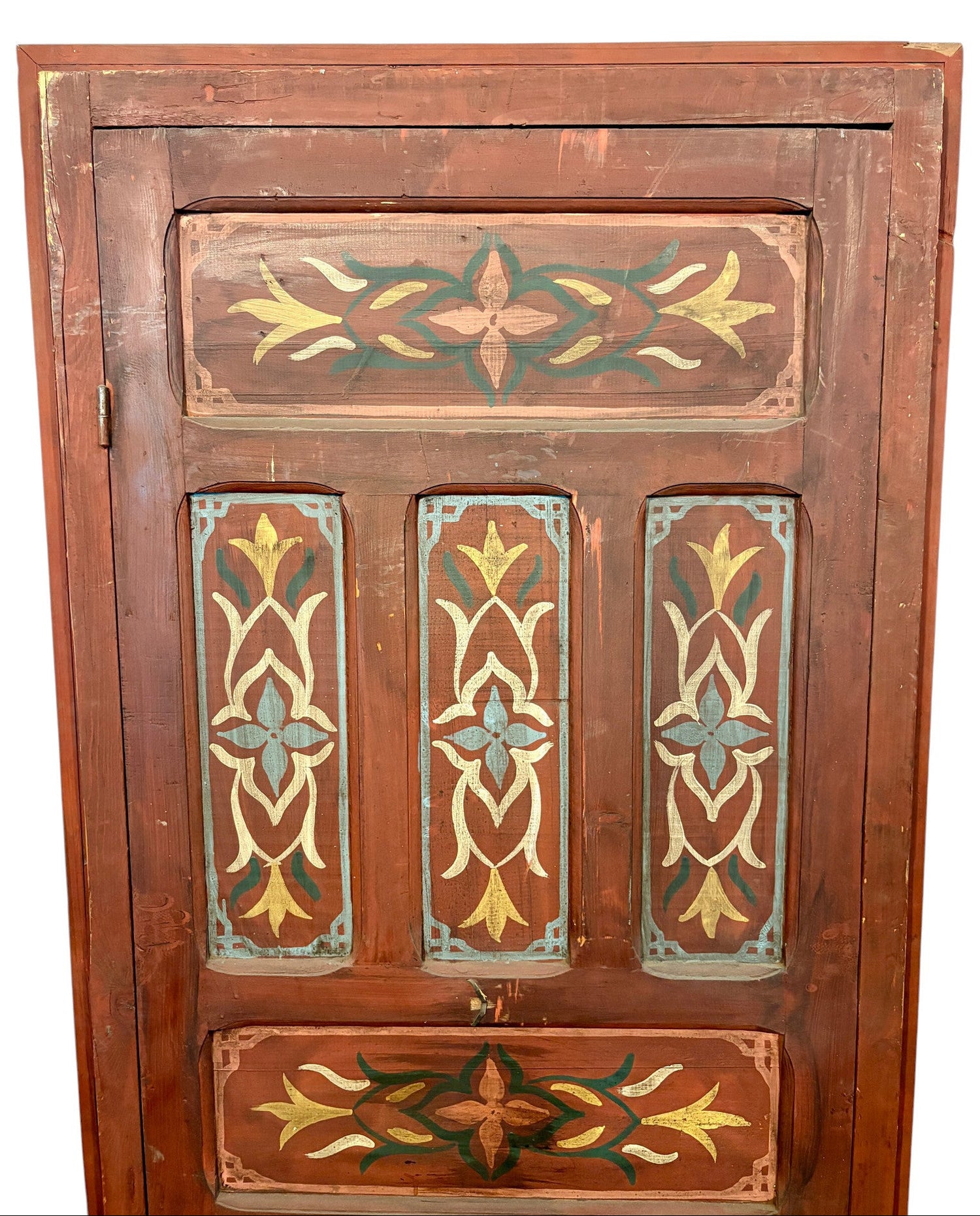 Hand-Painted Moroccan Door with Horseshoe Arch