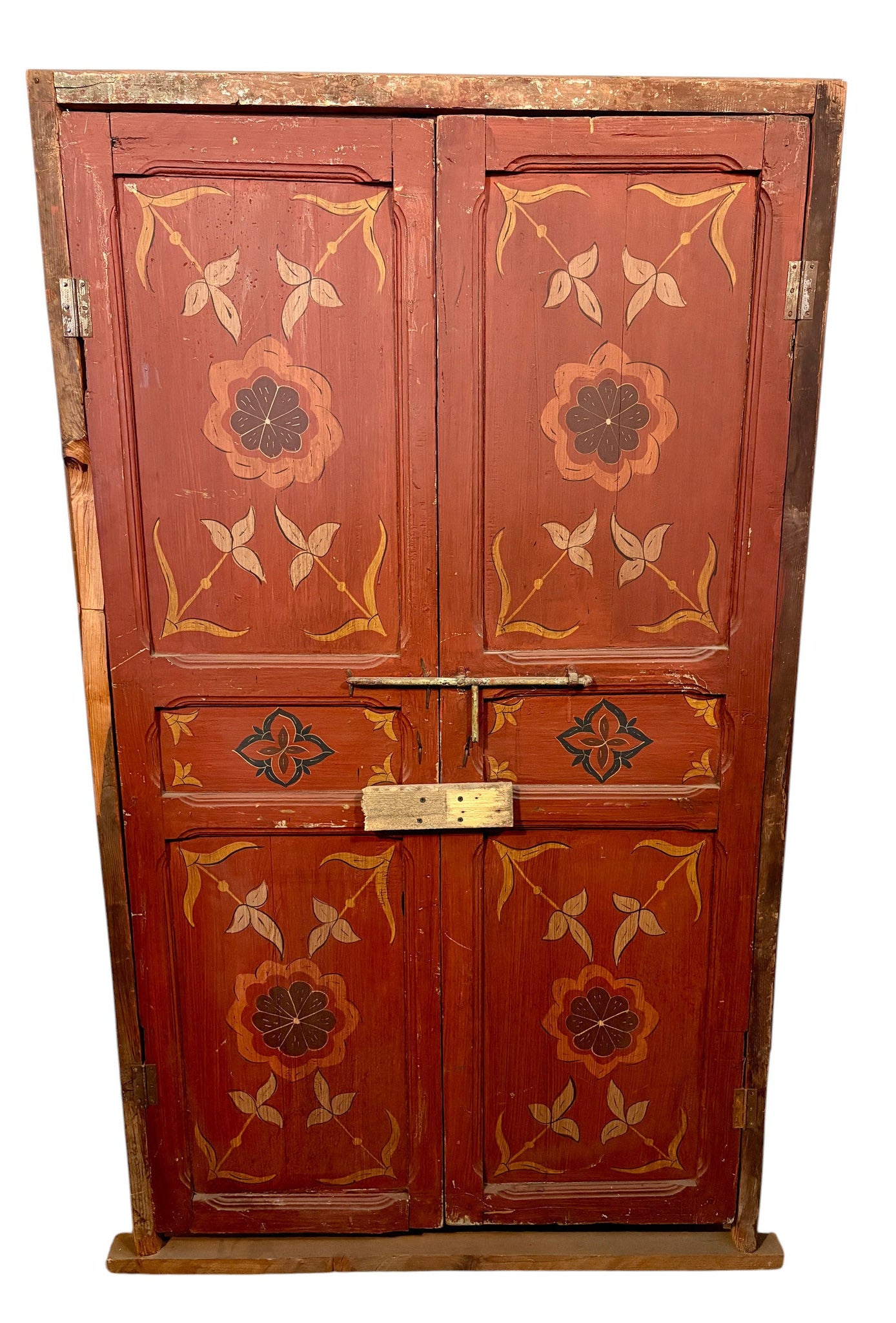Antique Hand-Painted Moroccan Double Doors with Calligraphic Panels
