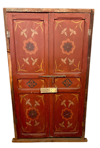 Antique Hand-Painted Moroccan Double Doors with Calligraphic Panels