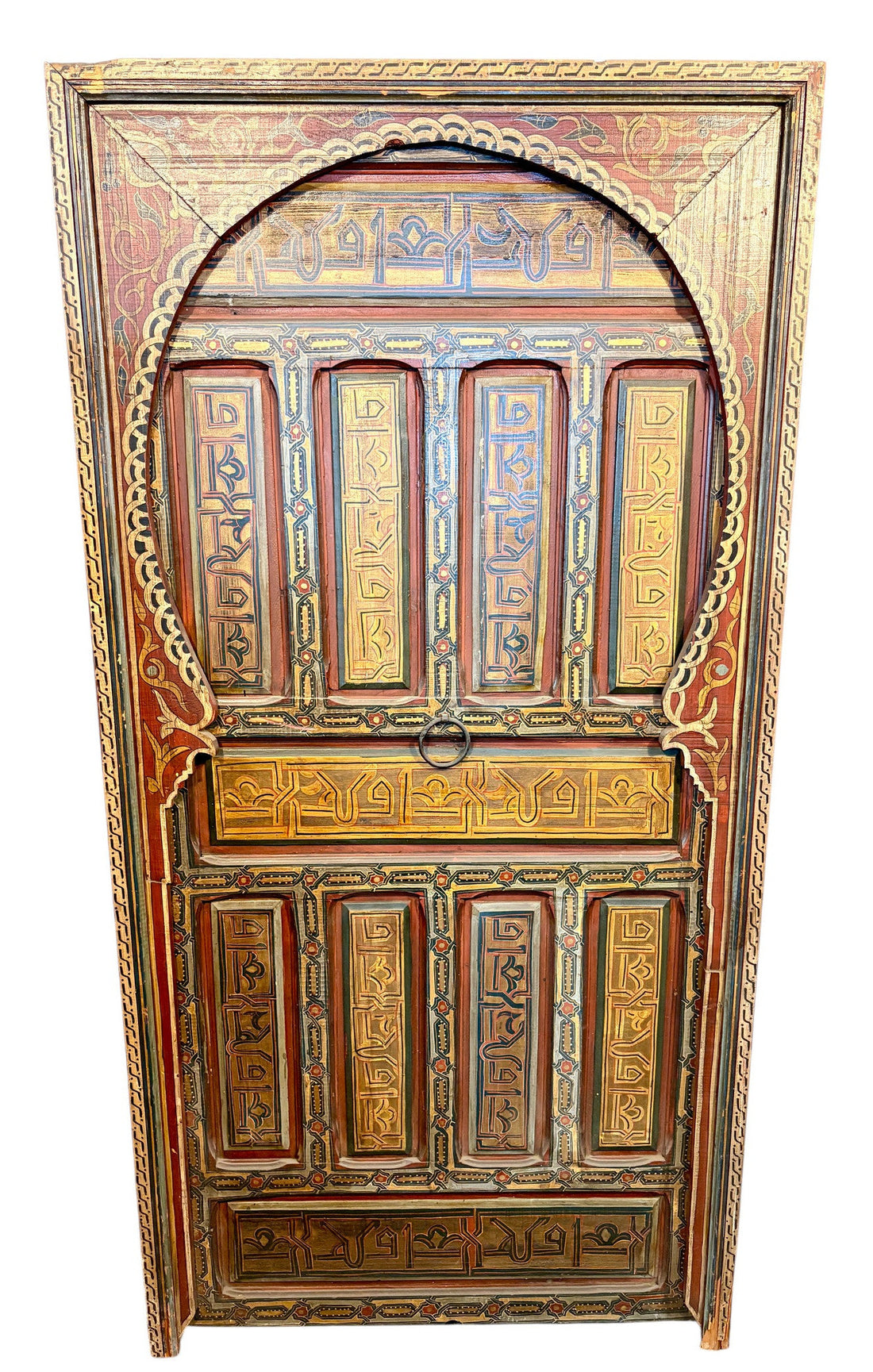 Antique Hand-Painted Andalusi Door with Horseshoe Arch