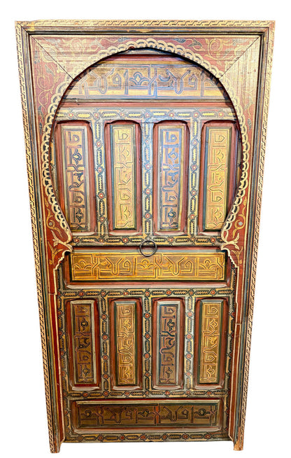 Antique Hand-Painted Andalusi Door with Horseshoe Arch