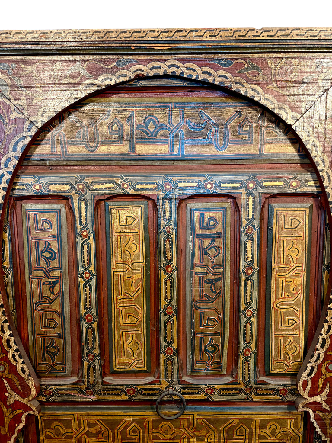 Antique Hand-Painted Andalusi Door with Horseshoe Arch