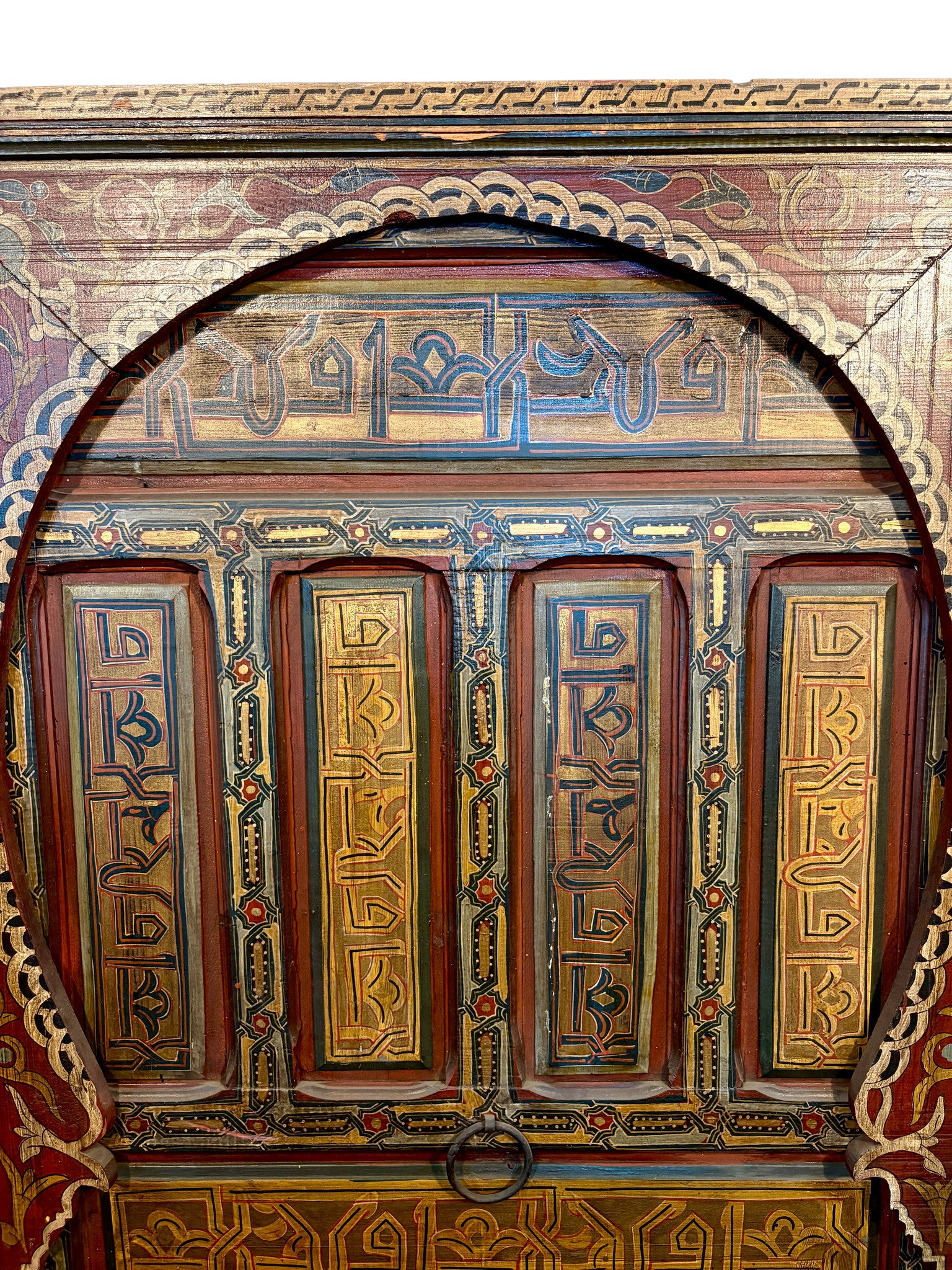 Antique Hand-Painted Andalusi Door with Horseshoe Arch