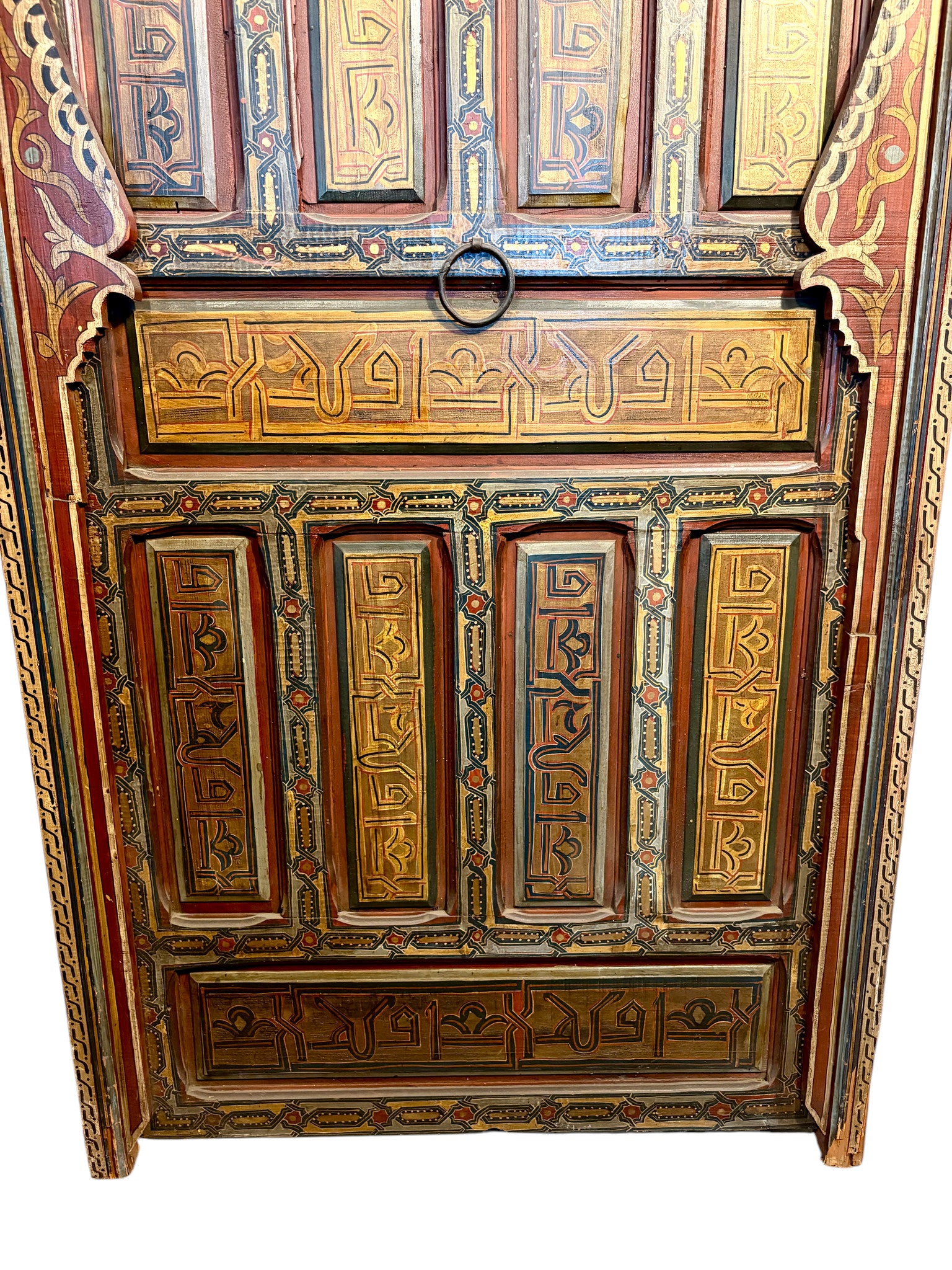 Antique Hand-Painted Andalusi Door with Horseshoe Arch