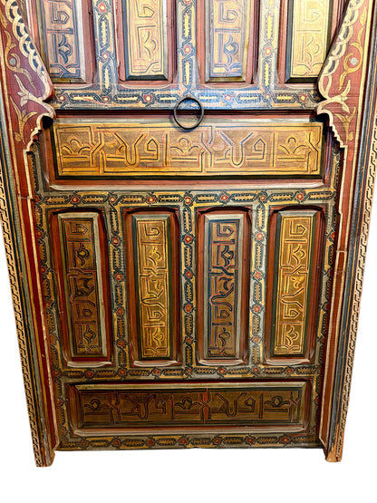 Antique Hand-Painted Andalusi Door with Horseshoe Arch