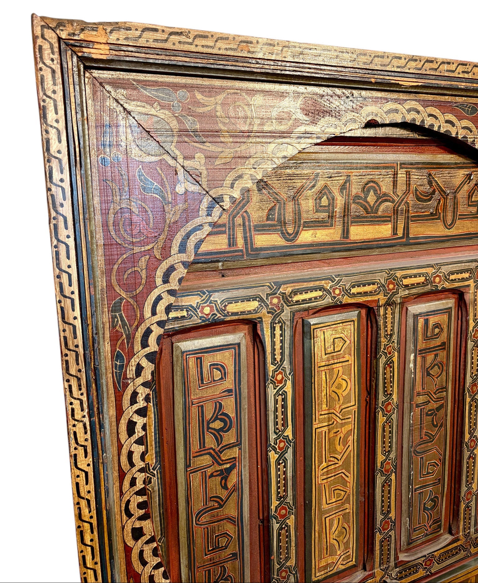 Antique Hand-Painted Andalusi Door with Horseshoe Arch