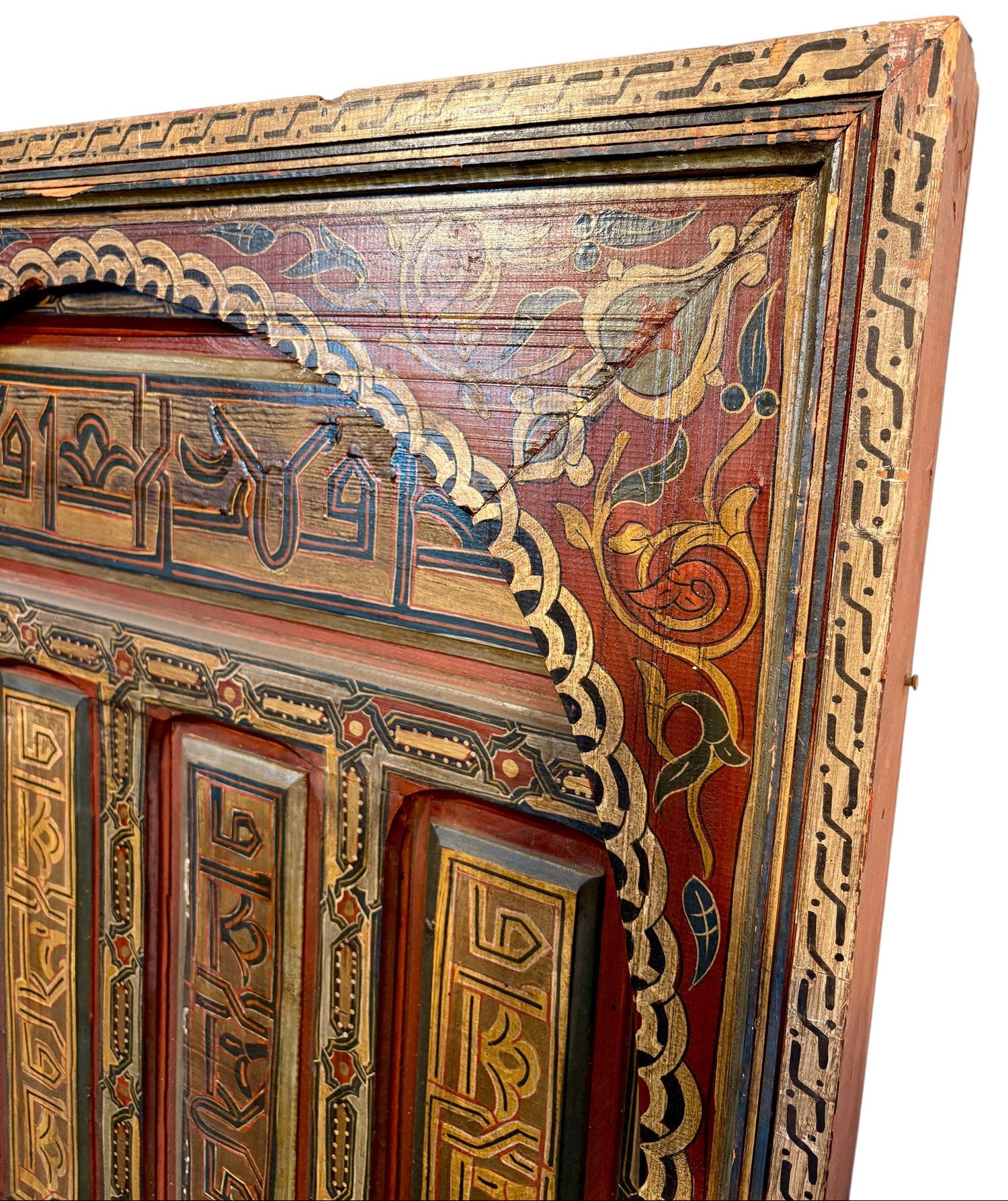 Antique Hand-Painted Andalusi Door with Horseshoe Arch