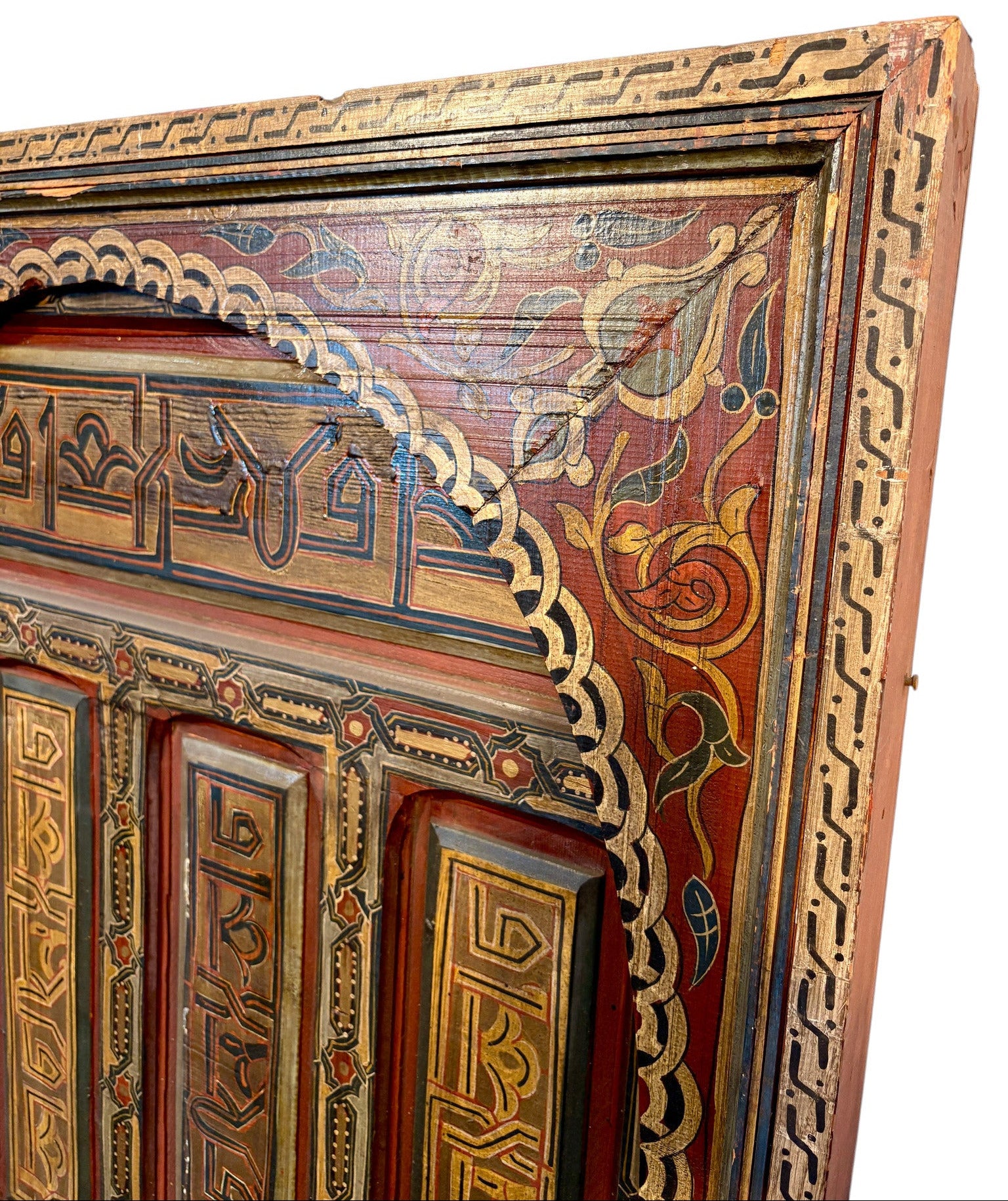 Antique Hand-Painted Andalusi Door with Horseshoe Arch