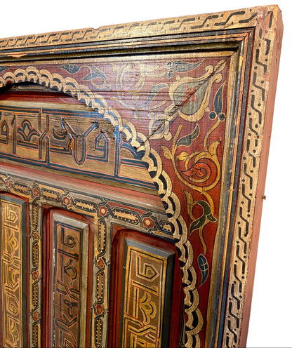 Antique Hand-Painted Andalusi Door with Horseshoe Arch