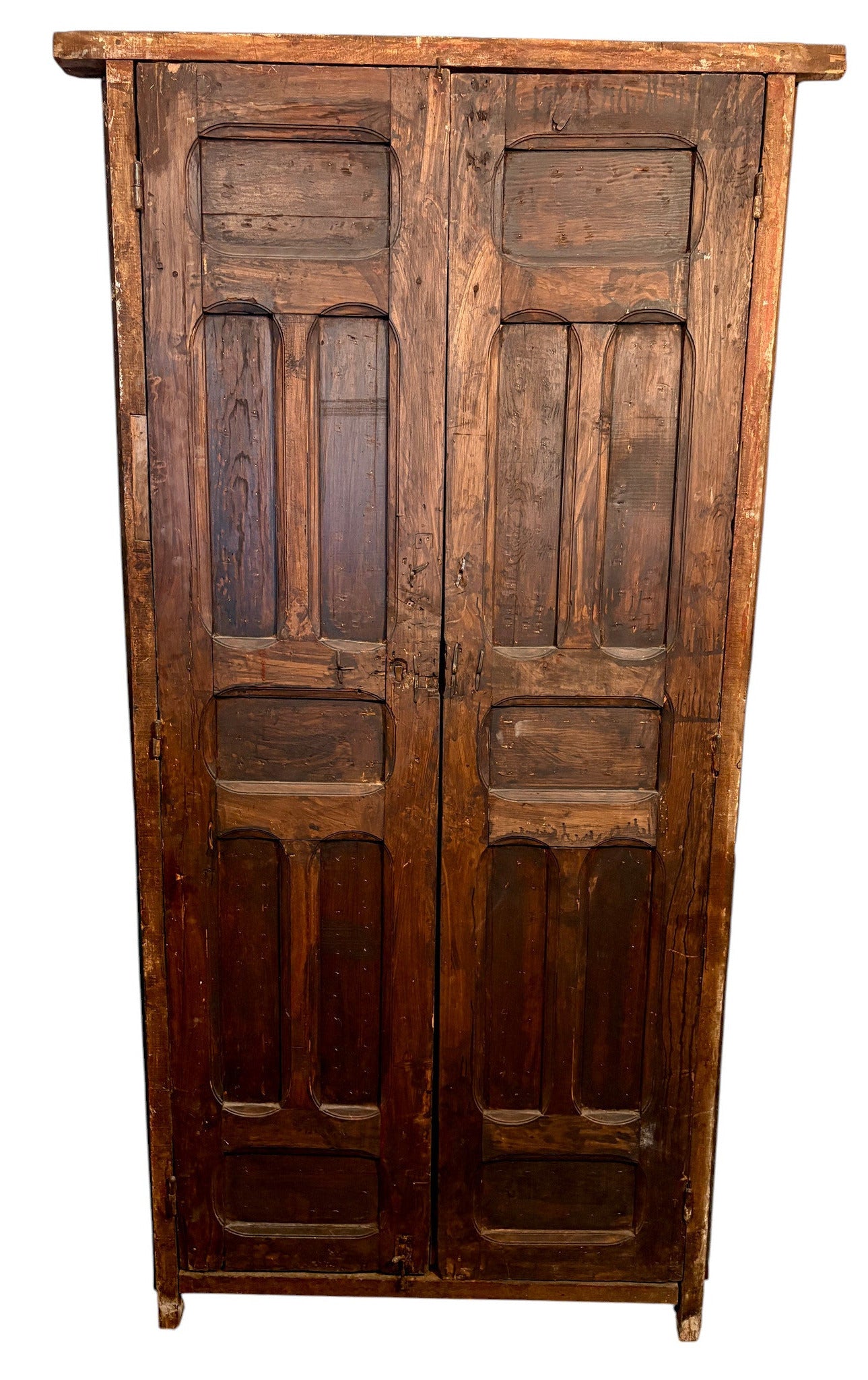 Antique Moroccan Double Doors with Metalwork Inlay