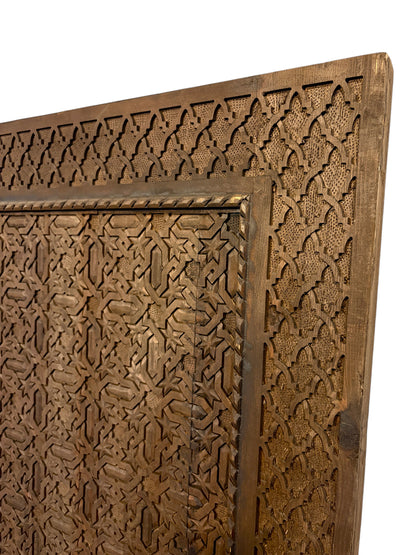 Antique Hand-Carved Moroccan Door with Andalusi Star GeometryAntique Hand-Carved Moroccan Door with Andalusi Star Geometry
