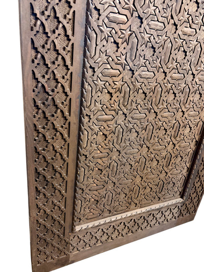 Antique Hand-Carved Moroccan Door with Andalusi Star GeometryAntique Hand-Carved Moroccan Door with Andalusi Star Geometry