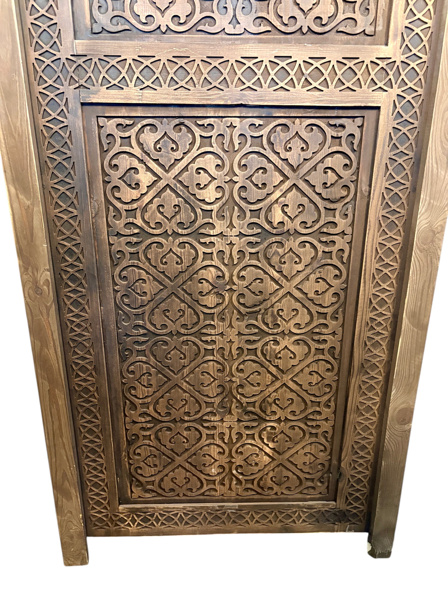Antique Hand-Carved Moroccan Door with Scalloped Muqarnas Arch
