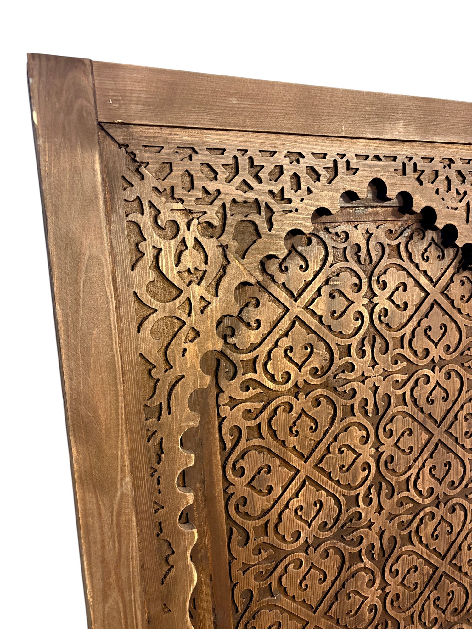 Antique Hand-Carved Moroccan Door with Scalloped Muqarnas Arch