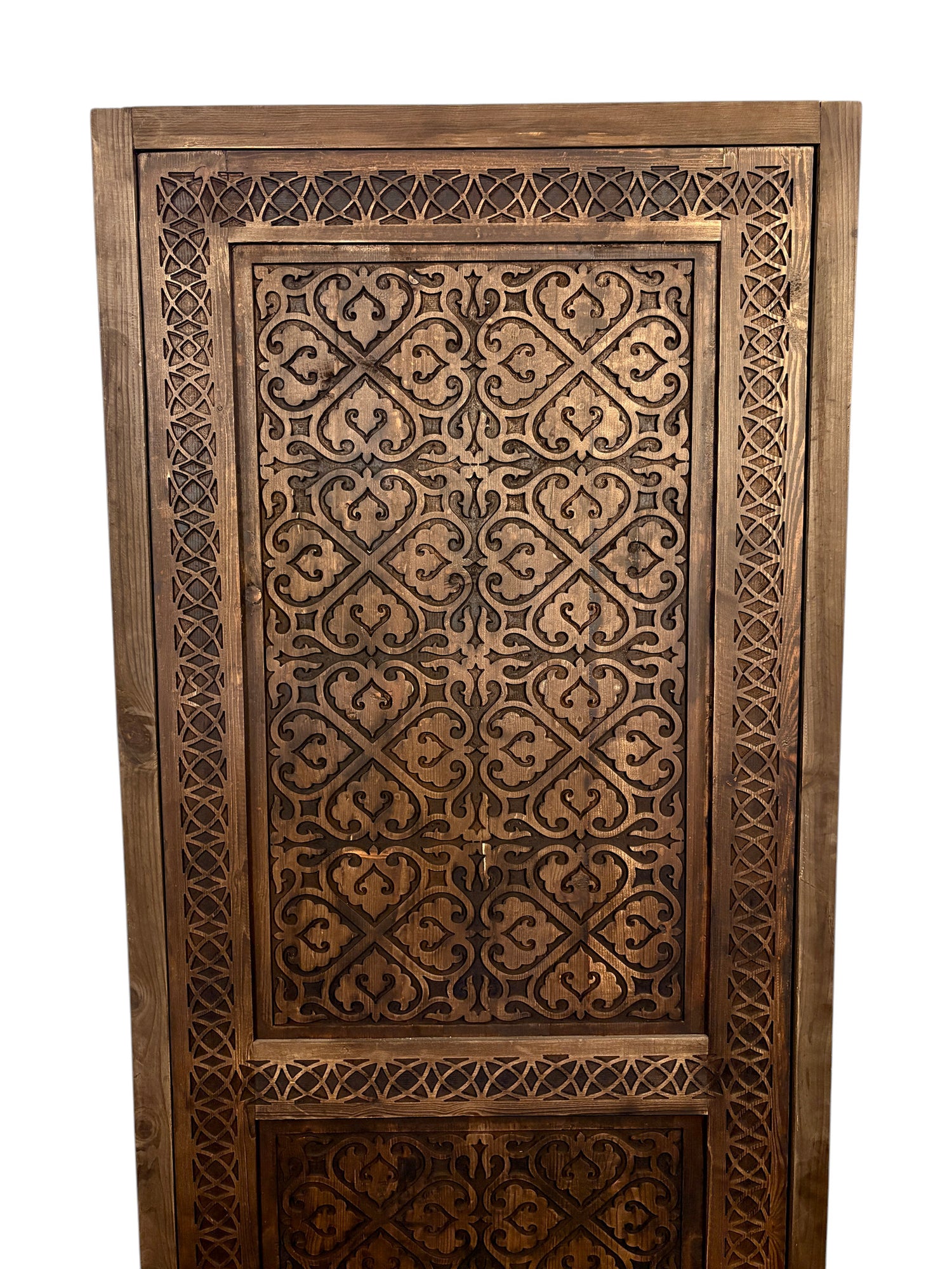 Antique Hand-Carved Moroccan Door with Scalloped Muqarnas Arch