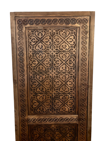 Antique Hand-Carved Moroccan Door with Scalloped Muqarnas Arch