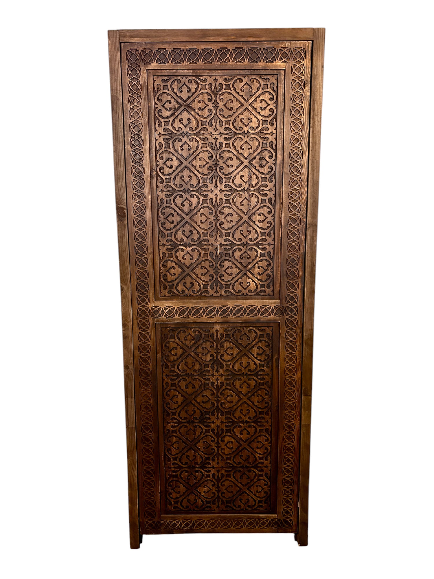 Antique Hand-Carved Moroccan Door with Scalloped Muqarnas Arch