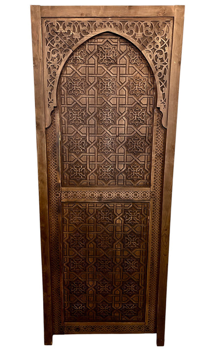 Antique Hand-Carved Moroccan Door with Pointed Arch