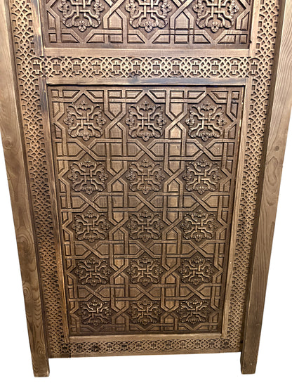 Antique Hand-Carved Moroccan Door with Pointed Arch
