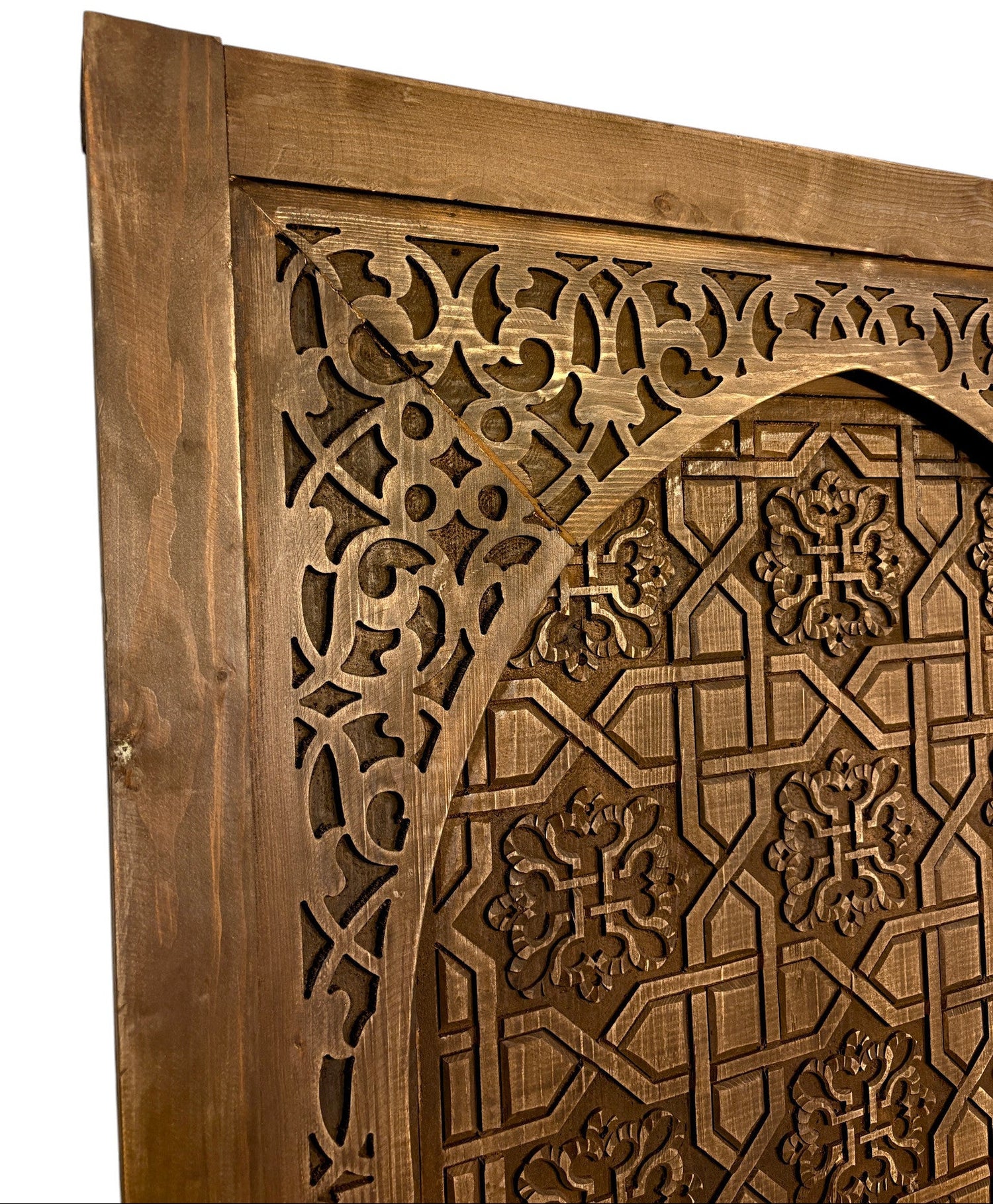 Antique Hand-Carved Moroccan Door with Pointed Arch