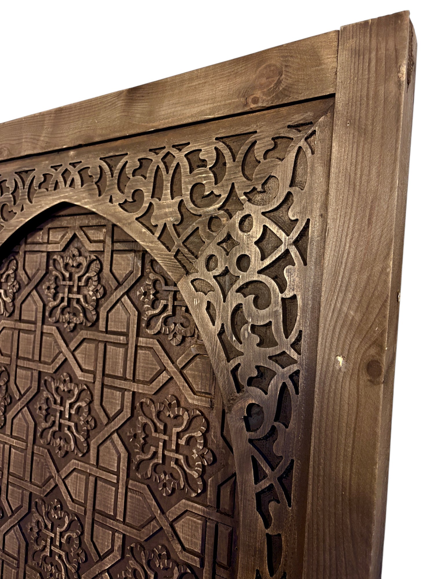 Antique Hand-Carved Moroccan Door with Pointed Arch