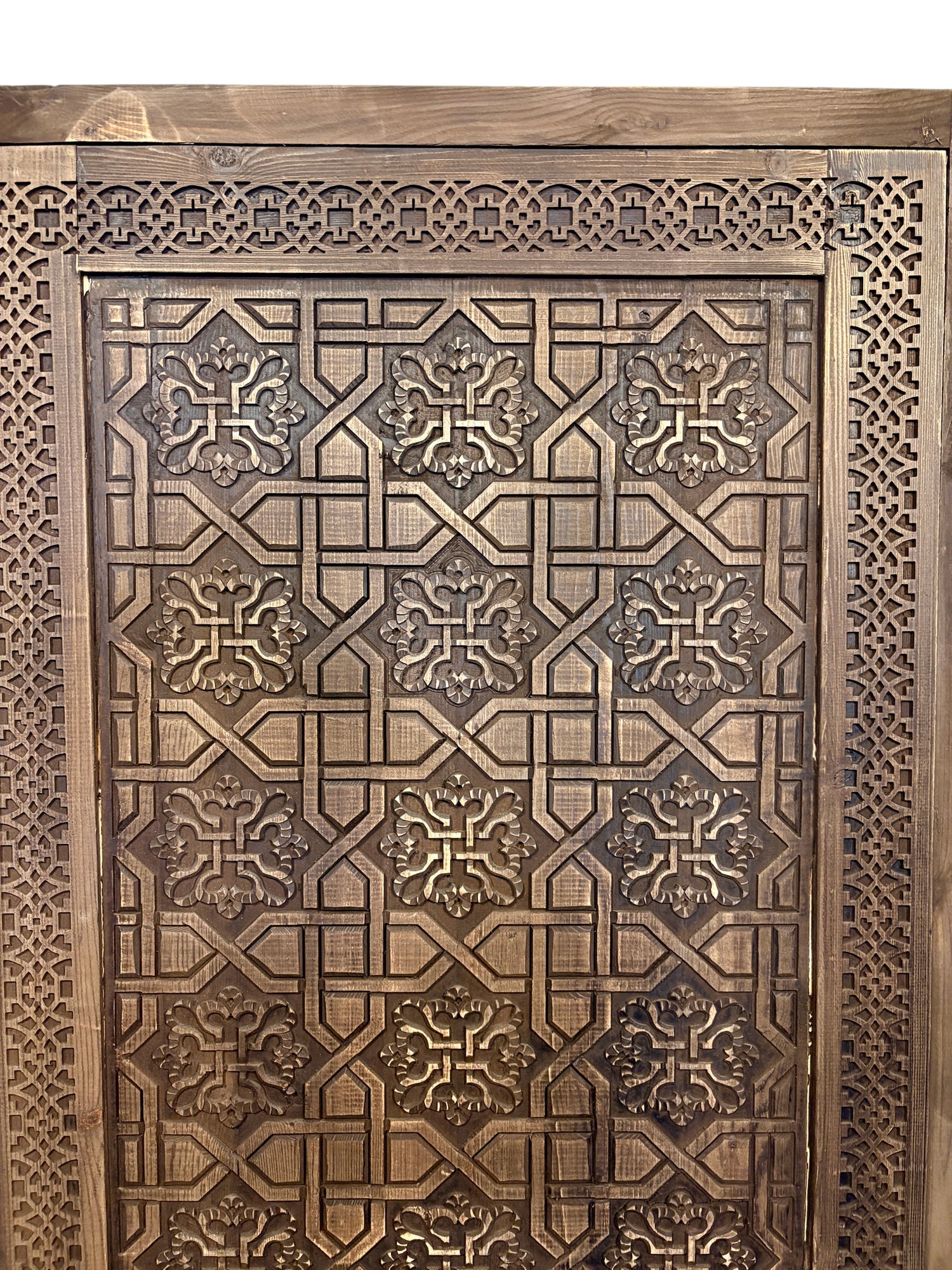 Antique Hand-Carved Moroccan Door with Pointed Arch